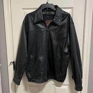 mens black leather coat size M